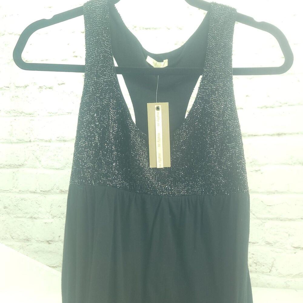 Matty M Size Small Black Beaded Embellished Sleeveless Tunic